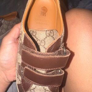 Gucci Beige and Brown Velcro Sneakers